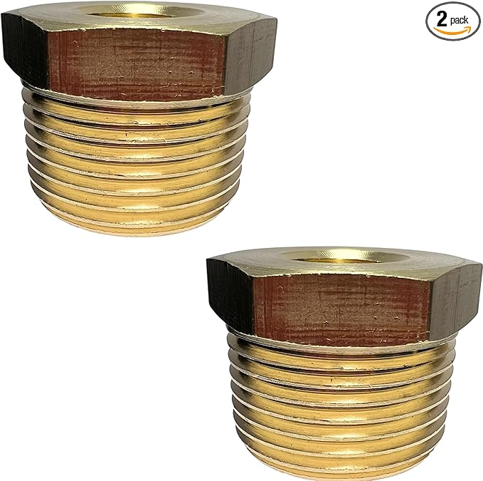 2pcs 3/4" NPT Male x 1/4" NPT Female Brass Reducer Hex Bushing Threaded Fitting Adapter by CX WONDERLAND
