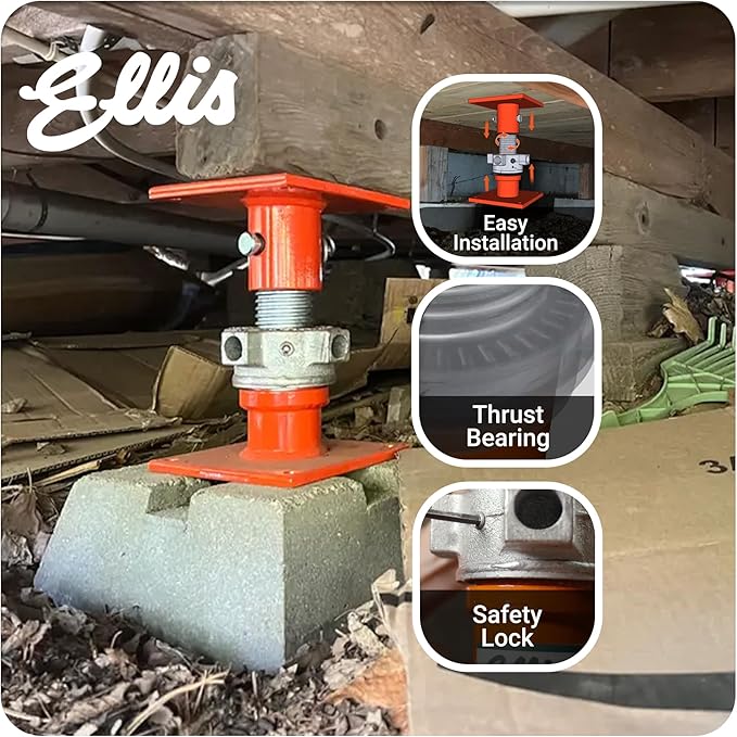 Ellis Manufacturing Light-Duty Steel Lifting Shore – House Jack for Foundation Leveling, Concrete, Beams, and Basement – 20,000 lb Safe Load Capacity – 8"-10" Adjustment