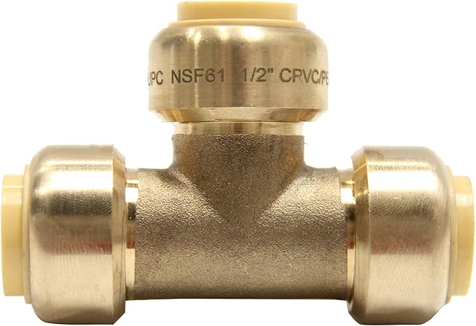 (Pack of 10) EFIELD 1/2 Inch Tee Push-Fit Fitting to Connect Pex, Copper, CPVC with a Disconnecting Clip,(PF118-10PCS)