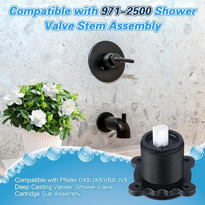 Dreyoo Valve Stem Assembly Only Compatible with 971-2500, Shower Cartridge Sub Assembly Compatible with Pfister 0X8/JX8/VB8/JV8 Deep Casting Valves, for Single Handle Tub and Shower Faucets
