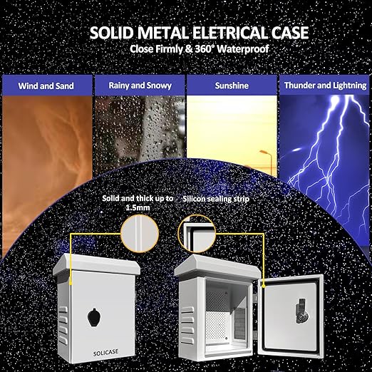 Nema Enclosure Outdoor,Waterproof Enclosure - IP Waterproof Electrical Box, Electrical Enclosure Box, Metal Galvanized Electrical Enclosure (12x9x6”)