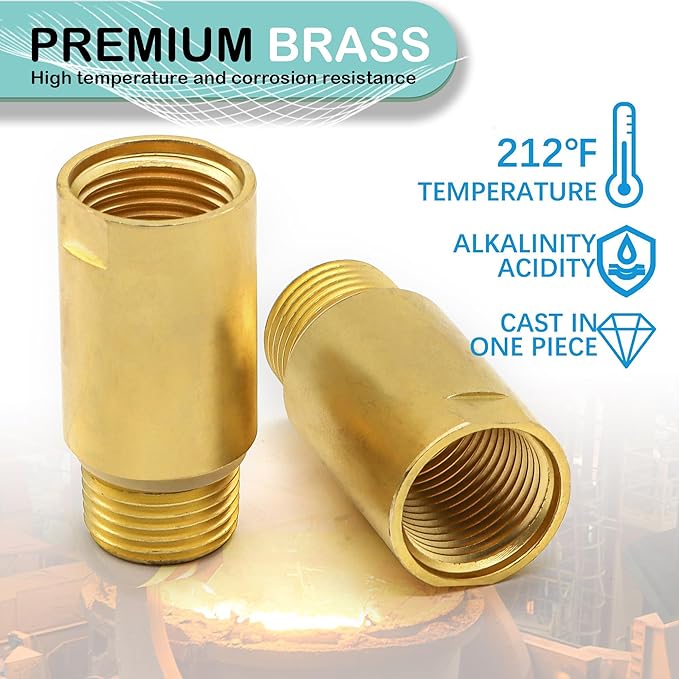 (2 pcs) Upgrade Brass Pipe Plumbing Adapter with Rubber O-ring, 1/2" NPT Male x 1/2" NPT Female Pipe Fitting Coupler, Seamless and Leakproof (1.5" Length)