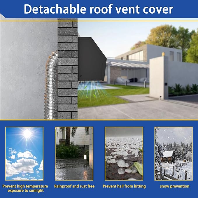 4 Inch Dryer Vent Cover Outside, Exterior Dryer Vent Cover with Detachable Front Cover, Outdoor Dryer Vent Cover with Cushioned Non-Return Flap, High Quality Steel Air Wall Vent for House