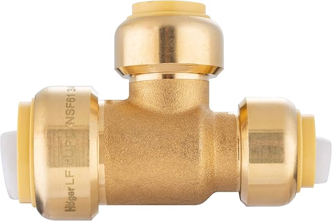 (Pack of 2) EFIELD 3/4"x 1/2" x1/2" Tee Push-Fit Fitting to Connect Pex, Copper, CPVC,(PF129-2PCS)