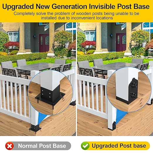 4x4 Post Base, 8Pcs Stainless Steel Adjustable Post Anchor Bracket (Internal 3.5 x 3.5), Adjustable Post Base for Pavilion Deck Porch Handrail Railing Support Decorative Anchor Plate
