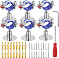 6PCS 304 Stainless Steel Wall Mount Ceiling Mount Pipe Supports,Suitable for OD Pipe 38-40mm,Adjustable Height 30-50mm,Adjustable Pipe Strap Clamp with Screws
