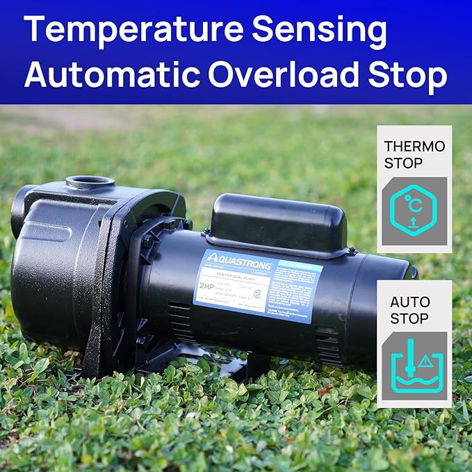 AQUASTRONG 2 HP Shallow Well Jet/Centrifugal Pump, 5200 GPH, 230V, Durable Cast Iron Booster Pump for Lawn Sprinkler, Garden Irrigation
