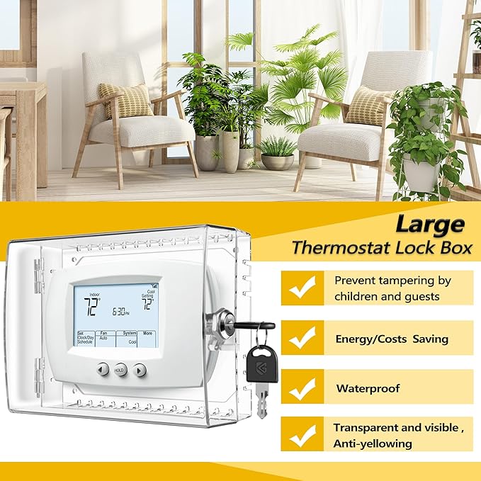 TRJ 4 PCS Thermostat Lock Box with Key, Clear Thermostat Cover with Lock for Thermostat on Wall, Lockable Thermostat Lock Box Cover, AC Lock Box Cover with Key Fit Thermostat 5" H x6.3 W or Smaller