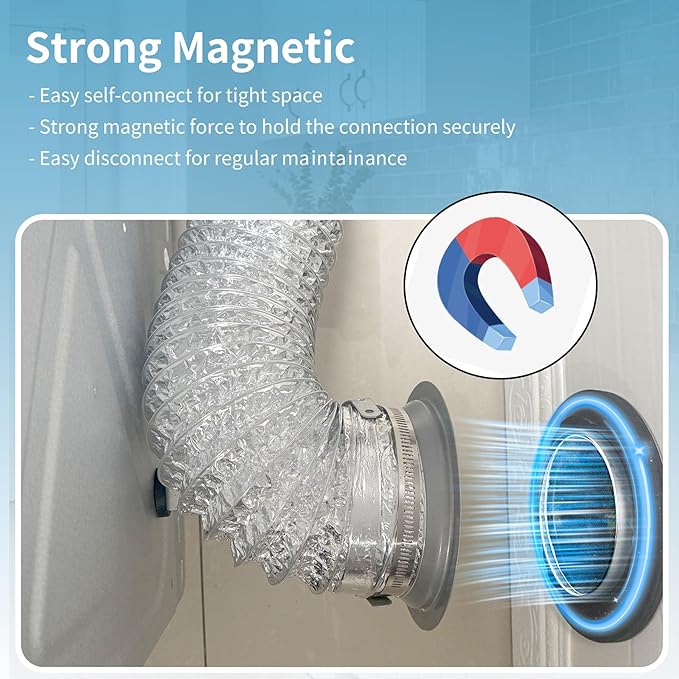 Magnetic Dryer Vent Coupler Self-connect Self-align Dry Vent Connector 4inch, Air Tight Seal with Hose Support, 0-12" Center to Center Offset, Easy Install