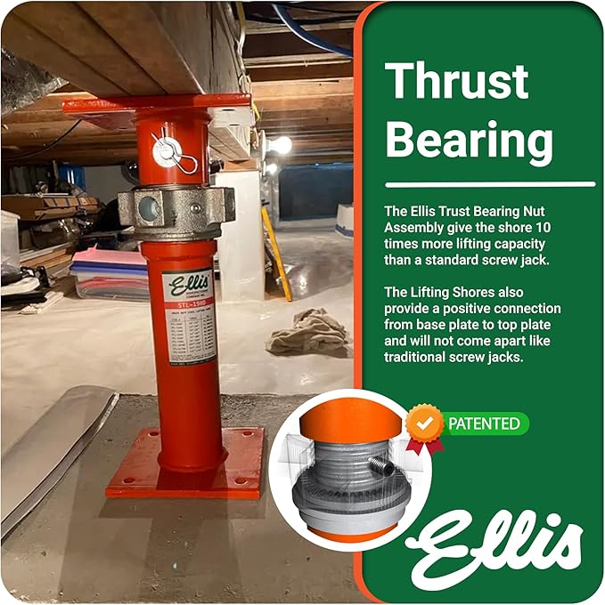 ELLIS Heavy-Duty Adjustable Steel Shore – Structural Support for Floor Leveling, Beams, and Concrete Reinforcement – 48,000 lb Safe Load Capacity – 19"-32" Adjustment