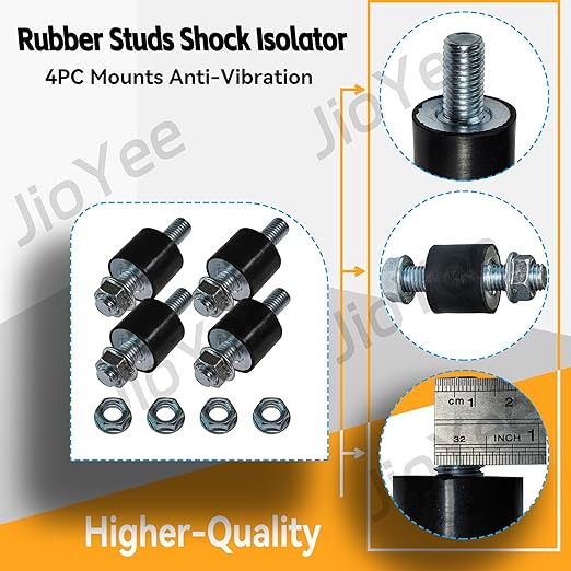 M12 40x30mm Rubber Studs Shock Isolator Mounts Anti-Vibration Replacement for Split Heat/Water Pumps, Air Compressors, Harvester, Garage Motor, Generator, Gasoline Engines, Diesel Engine, DIY (4 Pack)