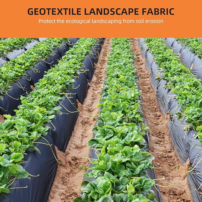 Towallmark Geotextile Landscape, 3ft x 300ft & 6oz Geotextile Fabric, PP Drainage 350N Tensile Strength & 440N Load Capacity, for Driveway & Road Stabilizationr, Erosion Control, French Drains