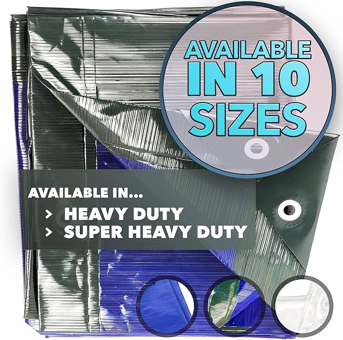 QUEEN OF TARPS | 20x25 Super Heavy Duty Tarp Waterproof, 200 GSM is 20 MIL, UV/Tear Resistant Tarp, Camping, Outdoor Furniture, Car, Tents, Painting, Firewood Protection | 20x25, Super Duty