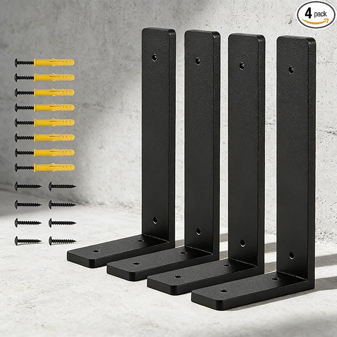 8 INCH x 4 INCH Shelf Support Bracket Heavy Duty, L Shelf Brackets ,max Load 88lbs, , Metal Brackets for Shelves, Counter Bracket ,Corner Brace,Pack of 4. (8 '' x 4 '' L-Shape)