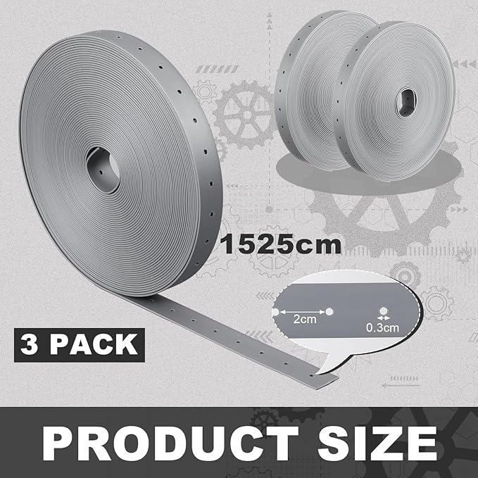 3 Roll Plastic Hanger Strap 3/4 Inch x 50 Feet Reinforced Flexible Heavy Duty Strong Support Hanger Strap for Pipe & Ducts Securing in Plumbing & HVAC, Total 150ft