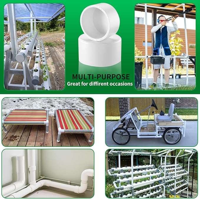 LESSO 4 inch PVC Pipe End Cap | 2 pack Schedule 40 Industrial pipe fittings 4" PVC Pipe External Plug Adapter for Build Furniture DIY Garden Shelf, White