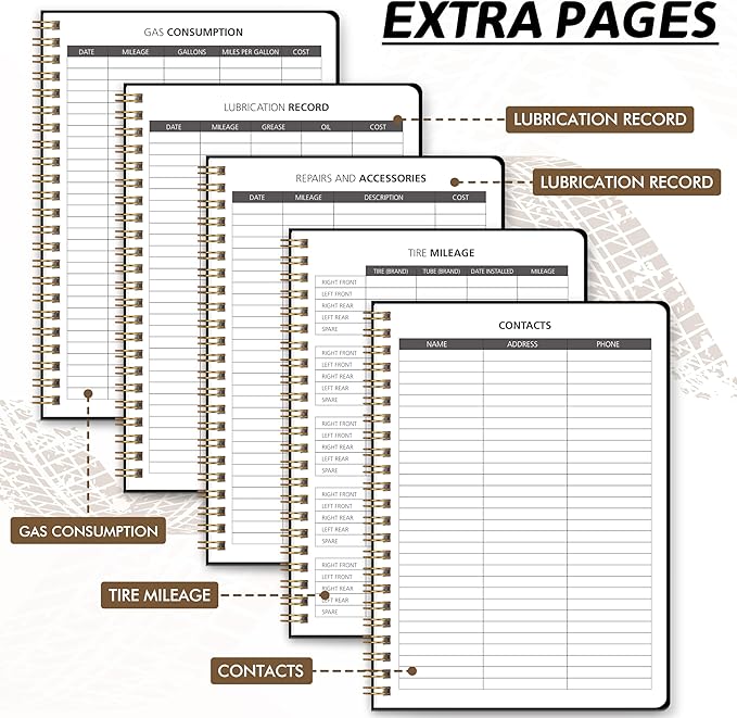 Auto Mileage Log Book for Taxes, Vehicle Maintenance Log Book, Mileage Tracker for Car, Spiral Bound Mileage Log Book for Expense Rocord Notebook, 5.9"x 8.6", Black