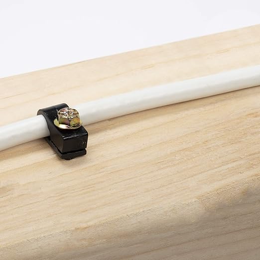 THE CIMPLE CO Ribbed Plastic Conical Anchors and Black Cable Screw Clips - for Concrete, Stucco, Brick, Drywall, and Similar - Kit of 100 Screw Clips, and 100 Anchors