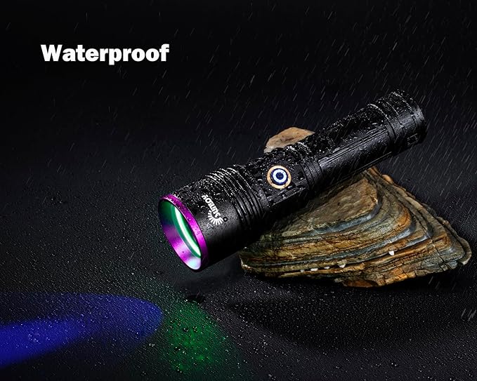 UV01 365nm UV Flashlight Black Light, 2 Pack Rechargeable Blacklight Flashlights, Powerful Handheld UV Light for Pet Urine Detection, Rock Hunting, Blood Tracking, Resin Curing, A/C Leak