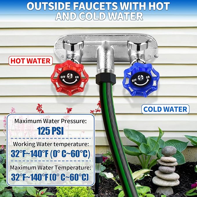 Boltigen 4inch Anti-Siphon Frost Free Hot and Cold Sillcock Valve, Chromed Brass Freeze Proof Outdoor Water Wall Hydrant Faucet, 1/2" NPT X 3/4’’ GHT Hose Bib Frost Free Outside Spigot (4inch)