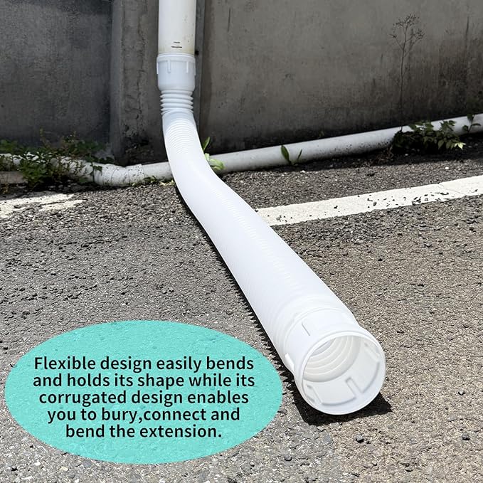 Roof Downspout Extension Pipe, Adjustable & Expandable Gutter Drain Pipe, PVC Anti-Clogging Rainwater Extension Hose for Roof Drainage（ROUND/WHITE)