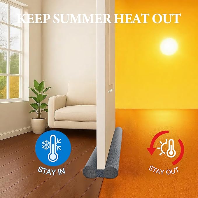 Premium Velvet Door Draft Stopper, 30'' to 36'' Adjustable Gap Filler, Double-Sided Windproof Seal, Easy Install to Block Noise, Cold Air, Light, Dust, and Drafts