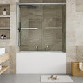 59" W x 60" H Sliding Shower Door with 1/4" Clear Tempered Glass, Aluminum Alloy Frame & Space Saving Bypass Design for Bathroom,Brushed Nickel