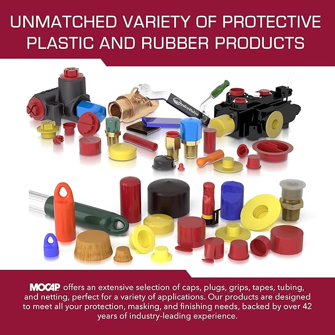 MOCAP Red Tapered Caplug – Center Pull Plug, OD 0.471-0.547" (12-13.9mm), Flange OD 0.690" (17.5mm), Length 0.440" (11.2mm) – Red Plastic Cups for Holes, Pipes, Fittings & More – Pack of 4500