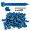 100Pcs 1/4" x1-3/4 Concrete Screws with Drill Bit, Hex Head Concrete Cement Screws Anchor Assortment Kit for Masonry, Block Brick or Stucco
