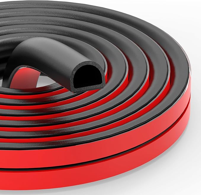 Rubber Weather Stripping Self Adhesive Door Weather Strip D Shape EPDM Rubber Seal Strip for Door and Window, RV, Boat, Car, Truck, Marine, 13 FT, (3/4" W × 5/8" T)