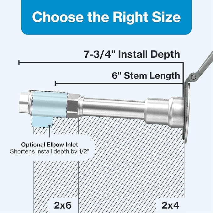 Aquor House Hydrant V1+ Frost Free Outdoor Faucet, Anti Siphon Valve with Quick Connect, Frost Proof Flush Wall Hose Bib, 6 inch Stem, 7-3/4 inch Install Depth, Slate Gray