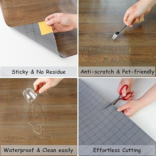Freshtour Vinyl Flooring Roll, Versatile Removable PET Leather-Like Floor Covering, Waterproof & Durable, Easy Tape Installation, Cost-Effective for Any Room, Nature Oak/ 107.6 Sq.ft (39.3" x 393.7")