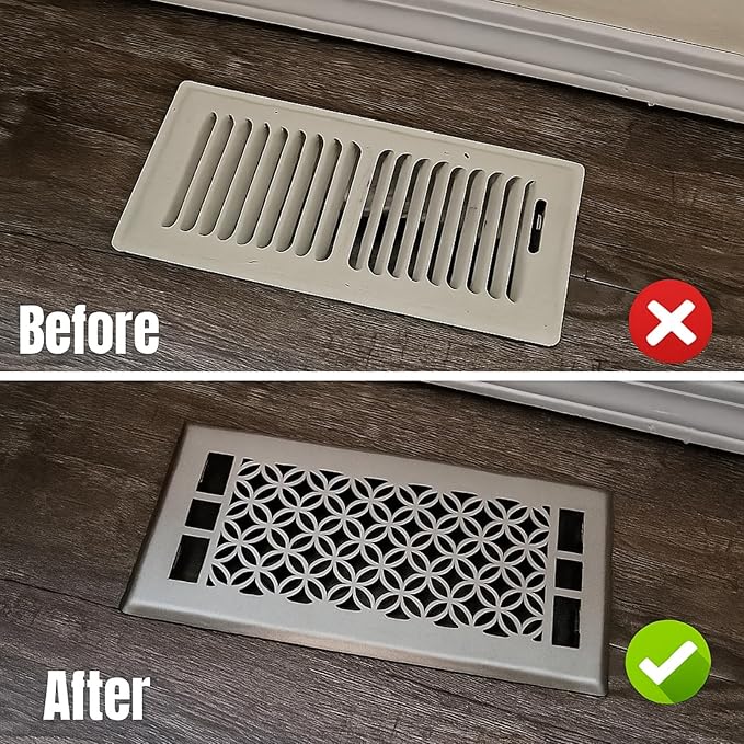Floor Vent Covers 4x12 - Air Vent Covers, Heavy Duty Floor Vents for Home, Adjustable Airflow Register Vent Cover for Walls and Wood Flooring, Floor Register Cover Air Vents Satin Nickel Finish