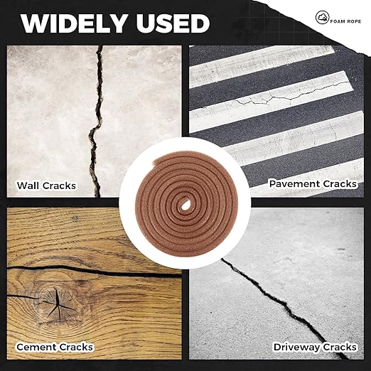 1 Inch x 50 ft Foam Backer Rod for Gaps Joints Concrete Crack Filler Caulk Saver Bulk Foam Backing Rod Concrete Filler Rope for Weather Stripping Door Seal (Brown)