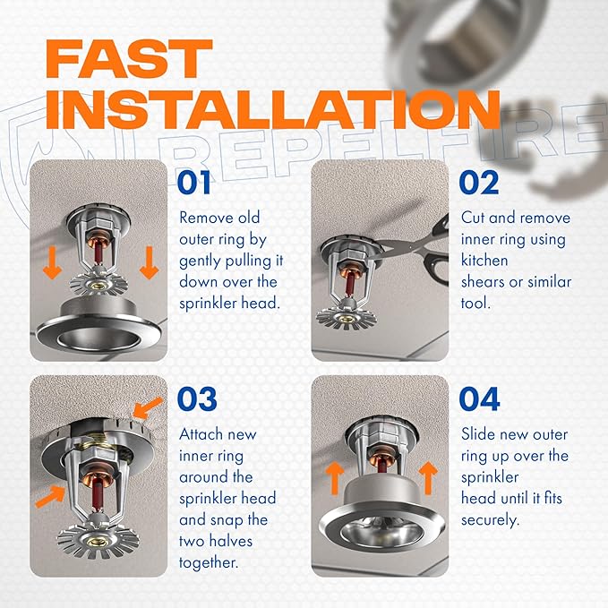 Retrofit Recessed Fire Sprinkler Escutcheon 1/2 in. IPS - Split 3 Piece in Chrome Plated - Depth Adjustment Range up to 3/4 in. for Fire Sprinkler Trim