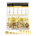 Siptenk 180PCS Brass Compression Sleeves Ferrules & Inserts Tube OD 1/2" 3/8" 5/16" 1/4" 3/16", 5 Sizes Tubing Insert Brass Ferrule Kit for DOT Air Brake LIne Fittings