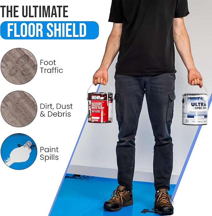 Temporary Floor Protection for Renovation, Painting, Construction - 40" x 90 ft, Covers 1800 sqft