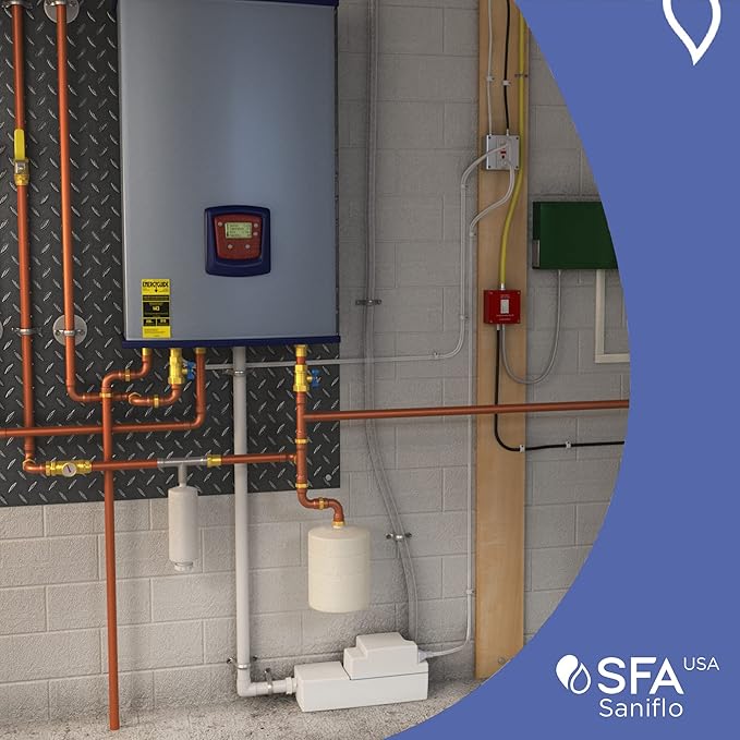 SFA SANIFLO - Sanicondens Best Flat - Condensate Pump with Built-in Neutralizer - 500,000 BTU Capability - Condensing Boilers, HVAC Systems & Water Heater Systems - 4 Years Warranty - Made In France