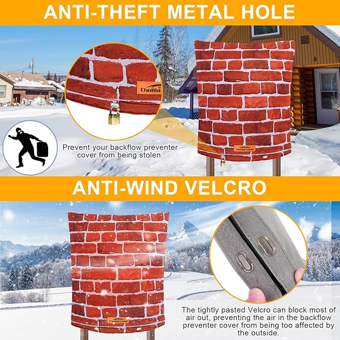 Backflow Preventer Cover Insulated (5˚F) - 16" W x 20" H Backflow Cover for Winter Pipe Freeze Protection - Sprinkler Covers for Outside - Double Wall Insulation Cover Brick Red