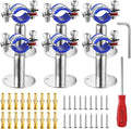 6PCS 304 Stainless Steel Wall Mount Ceiling Mount Pipe Supports,Suitable for OD Pipe 25-27mm,Adjustable Height 50-100mm,Adjustable Pipe Strap Clamp with Screws