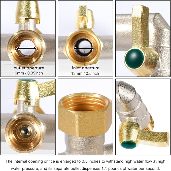 3/4 Inch Garden Hose splitter,Designed for installing multiple irrigation system timers,Suitable for high water pressure faucet manifolds - Freeze and rust resistant Full Flow 3 way valves