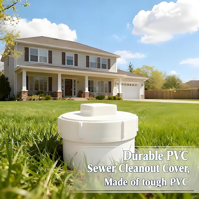 6 Inch Sewer Cleanout Cap with Plug Pipe Fitting,PVC Cap for Garden, RV and More Drainage Piping Systems, PVC DWV Flush Sewer Cleanout Cover and Coupling Adapter
