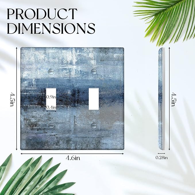 Blue Grey 2 Gang Wall Switch Plate Decortive Light Switch Cover Wall Plate Cover for Bedroom Kitchen Home Decor