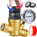 RV Water Pressure Regulator with Adjustable Handle,Upgrade Water Pressure Reducer, RV Water Regulator Valve with 2 Inlet Screened Filters, for RV Camper, Travel Trailer (Style 1-Handle Adjustable)…