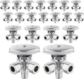 (Pack of 20) Seelink Multi-Turn Dual Outlet Angle Stop Valve, 1/2" Pex Crimp F1807 Pipe Inlet x (3/8 inch x 3/8 inch) Compression Outlets, Chrome Plated Brass
