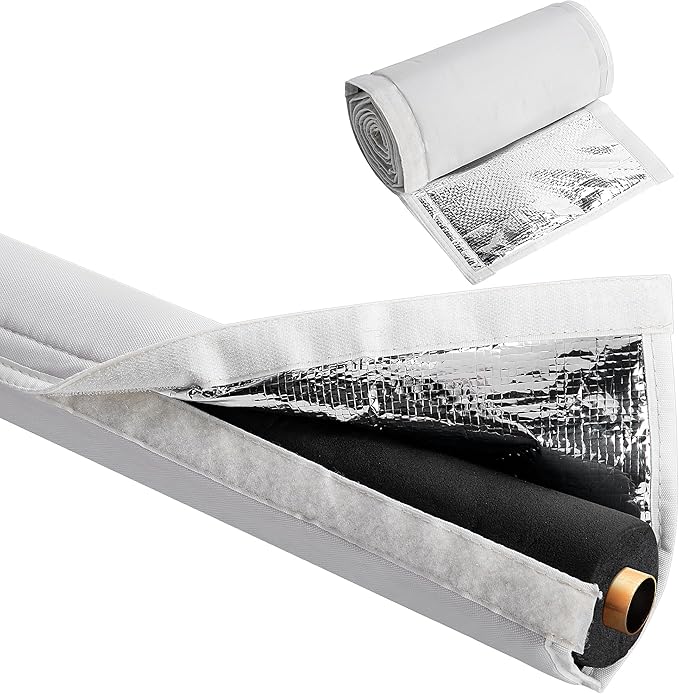 3 Layers HVAC Copper Pipe Insulation Cover,72x10.2 Inch 600D Oxford AC Pipe Insulation Covers,Flexible White Gray Copper Line Insulation Sleeve for Central Air Conditioning Mini Splits