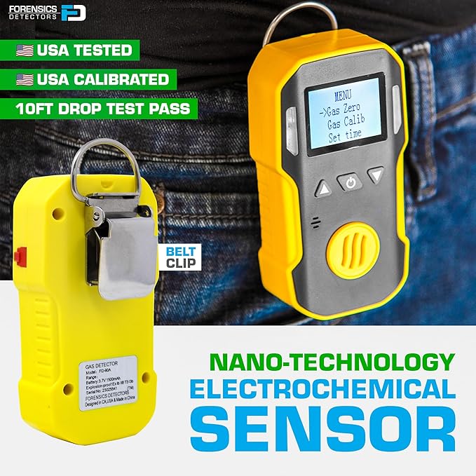 Styrene Gas Detector (C8H8) by Forensics | USA NIST Calibration & Certificate | Dust & Explosion Proof | USB Recharge | Sound, Light and Vibration Alarms | 0-100 ppm |