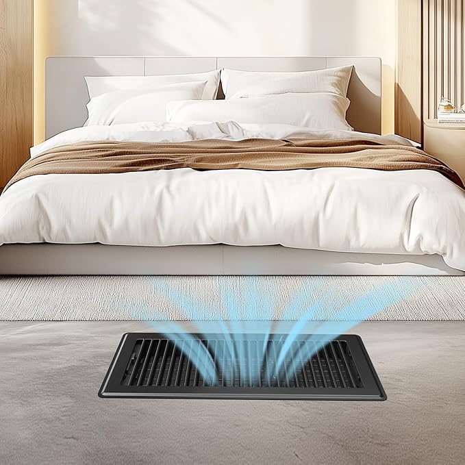 Floor Register Fits 6x14 and 14x6 Duct Opening - Floor Vent Covers with Heavy Duty Steel - Wide Adjustable Louvers for Maximum Airflow - Air Register Ideal for Home & Large Spaces - Black - 4 Pack