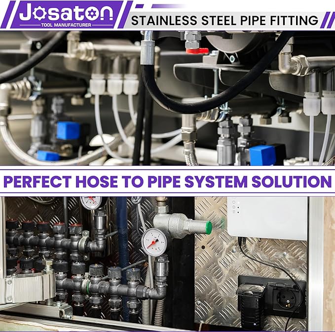 1/2" Male to 1/2" Female Pipe Extension Fitting, Josaton Stainless Steel Pipe Connector Fitting Hex Bushing Adapter for Tub Spout/Shower with Black Gaskets & Sealing Tape, 30MM/ 40MM/ 50MM Length