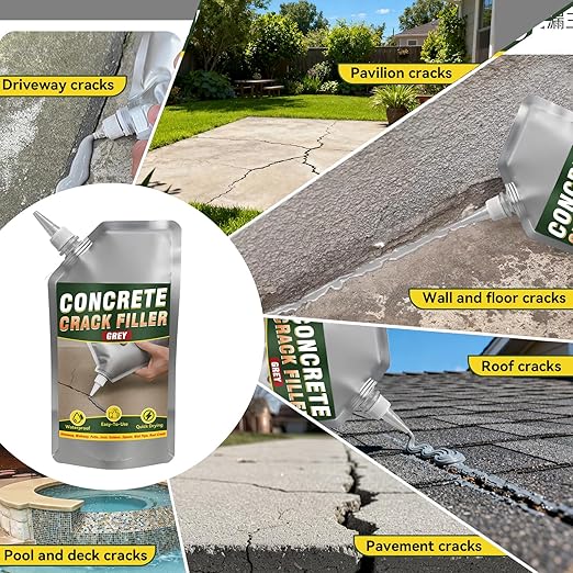 Concrete Crack Filler, 500g Cement Crack Filler, High Elasticity Self Leveling Crack Sealant, Waterproof Concrete Caulk for Driveway, Walkway, Patio, Joint, Indoor and Outdoor Repair